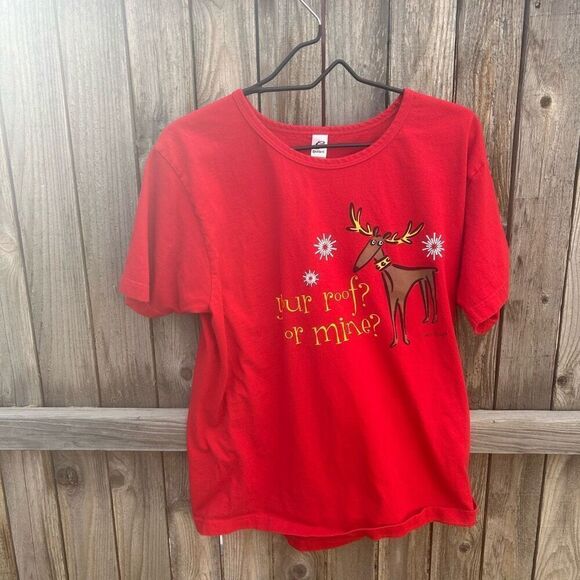 Gaziani t-shirt short sleeve holiday Christmas deer reindeer size large - Picture 1 of 7